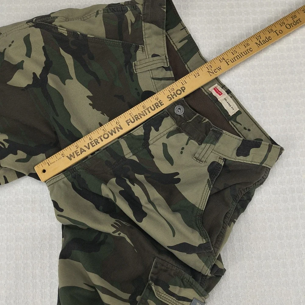 Wrangler Mens Relaxed Fit Fleece Lined Camo‎ Cargo Pants 30x30 Green 70FEW4M